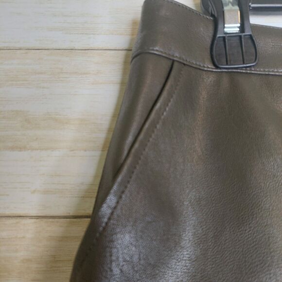 Lulus Mini Skirt Womens Large Faux Leather Dark Brown Back Zip Pockets Lined - Picture 3 of 7